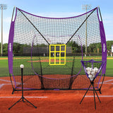 Zupapa Baseball Softball Practice Combo - 7 X 7 Feet Net Purple