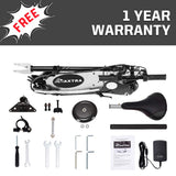 MAXTRA Upgraded E120 Adjustable Handlebar and Removable Seat Folding Electric Scooter-Black