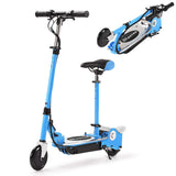 MAXTRA Upgraded E120 Adjustable Handlebar and Removable Seat Folding Electric Scooter-Blue