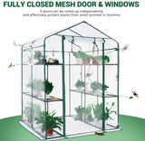 Quictent 56''x56''x77'' Mini Greenhouse with Mesh Door 3 Windows&12 Shelves-Clear