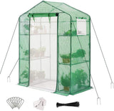 Quictent 56"Wx29"Dx77"H Walk-in Greenhouse with Mesh Door 2 Windows&6 Shelves-Green