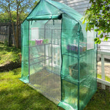 Quictent 56"Wx29"Dx77"H Walk-in Greenhouse with Mesh Door 2 Windows&6 Shelves-Green
