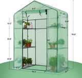 Quictent 56"Wx29"Dx77"H Walk-in Greenhouse with Mesh Door 2 Windows&6 Shelves-Green
