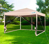 Quictent Screen Upgraded 10'x10' Pop Up Canopy with Mesh Sidewalls-Tan