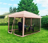 Quictent Screen Upgraded 10'x10' Pop Up Canopy with Mesh Sidewalls-Tan