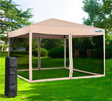 Quictent Screen Upgraded 10'x10' Pop Up Canopy with Mesh Sidewalls-Tan