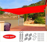 Quictent 185G HDPE 98% UV Block 20' x 16' Rectangle Sun Shade Sail -Red
