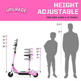 MAXTRA Upgraded E120 Adjustable Handlebar and Removable Seat Folding Electric Scooter-Pink
