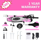MAXTRA Upgraded E120 Adjustable Handlebar and Removable Seat Folding Electric Scooter-Pink