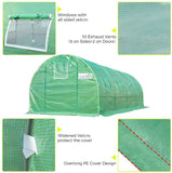 Quictent Upgraded 20' x 10' x 7' Walk-in Greenhouse (14 Stakes)-Green