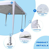 Quictent 10' x 20' EZ Pop up Canopy Without Sidewalls-White