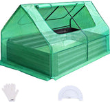 Quictent 49’’x37’’x36’’ Galvanized Steel Garden Bed with Cover-Green