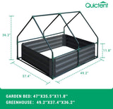 Quictent 49’’x37’’x36’’ Galvanized Steel Garden Bed with Cover-Green