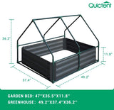 Quictent 49’’x37’’x36’’ Galvanized Steel Garden Bed with Cover-Clear