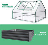 Quictent 49’’x37’’x36’’ Galvanized Steel Garden Bed with Cover-Clear