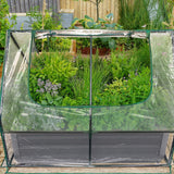 Quictent 49’’x37’’x36’’ Galvanized Steel Garden Bed with Cover-Clear
