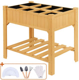 Quictent 35’’x24’’x35’’ 8 Grids Raised Wooden Garden Bed with Legs