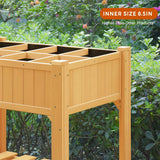 Quictent 35’’x24’’x35’’ 8 Grids Raised Wooden Garden Bed with Legs