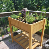 Quictent 35’’x24’’x35’’ 8 Grids Raised Wooden Garden Bed with Legs