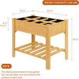 Quictent 35’’x24’’x35’’ 8 Grids Raised Wooden Garden Bed with Legs