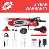 MAXTRA Upgraded E120 Adjustable Handlebar and Removable Seat Folding Electric Scooter-Red