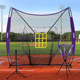 Zupapa 7x7 Feet Baseball Softball Hitting Pitching Net Purple